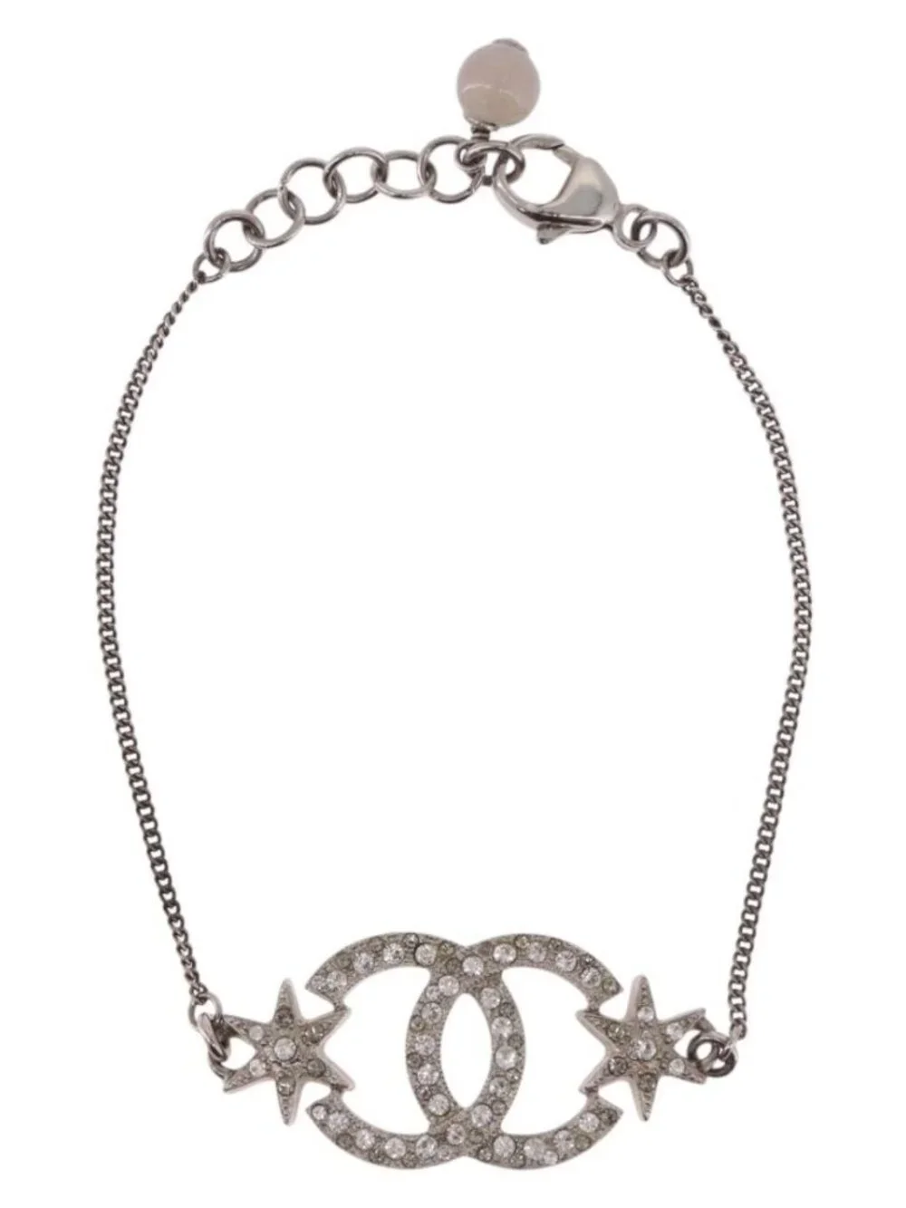 CHANEL Bracelet Metal Silver CC Auth BA13638M